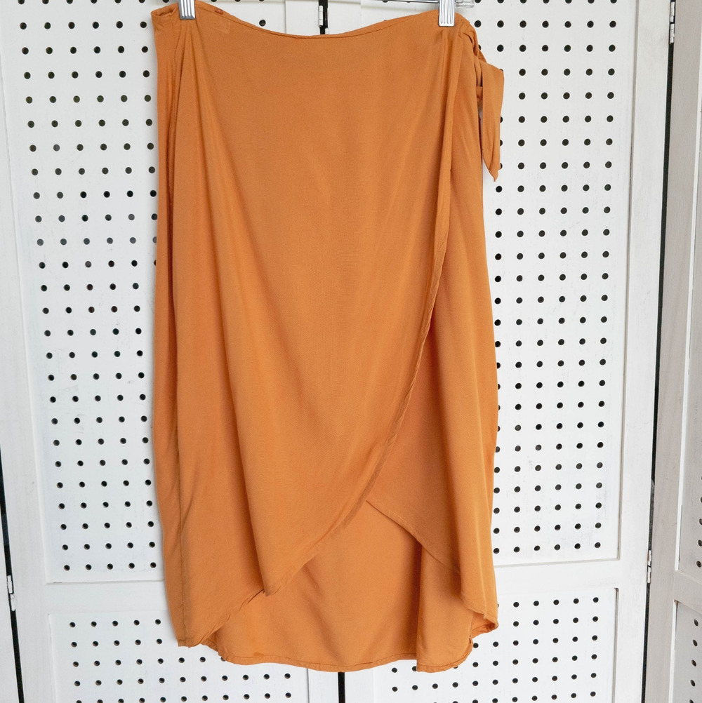 Roxy Wrap Skirt Solid Orange Womens SIZE L